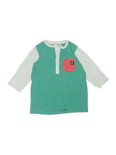 Pre-owned Rags Kids' Long Sleeve Henley Shirt In Green