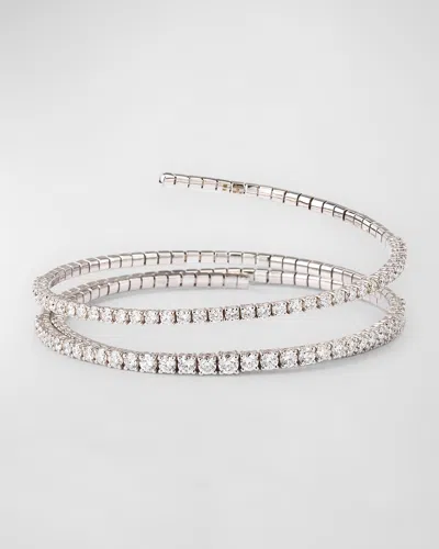 Rahaminov Diamonds 18k White Gold 3-coil Diamond Wrap Bracelet In Metallic