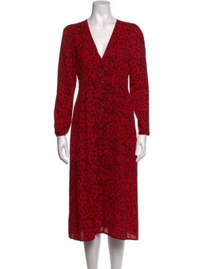 Pre-owned Rahi Animal Print Midi Length Dress In Red