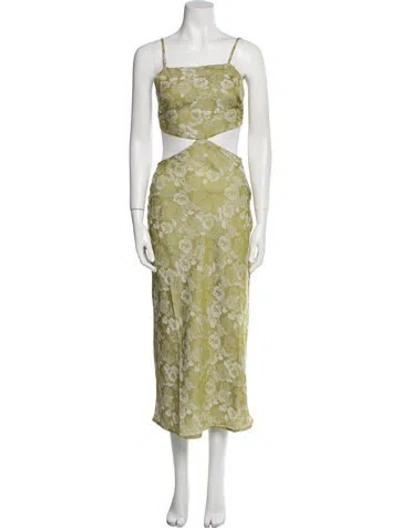 Pre-owned Rahi Floral Print Long Dress In Green