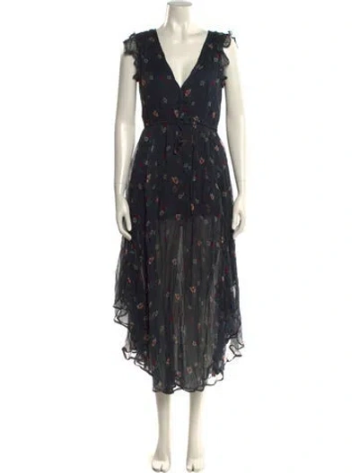 Pre-owned Rahi Floral Print Long Dress W/ Tags In Black