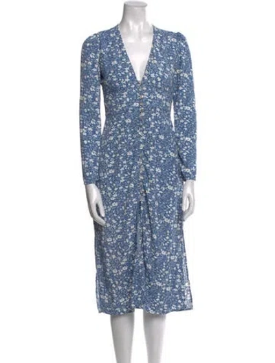 Pre-owned Rahi Floral Print Midi Length Dress In Blue