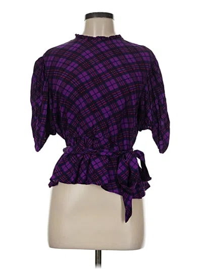 Pre-owned Rahi Short Sleeve Blouse In Purple