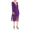 Rahi Trista Womens Puff Sleeve Plaid Midi Dress In Purple