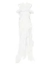Rahil Hesan Off-shoulder Pearl-chain Gown In White