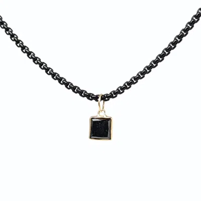 Rahul's Jewels Women's Black / Gold 1.39 Carat Black Diamond Princess Cut Charm In 14 Karat Yellow Gold In Multi