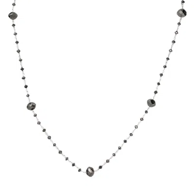 Rahul's Jewels Women's Black / Gold 18" Genuine Black Diamond Rosary Necklace In 14 Karat Yellow Gold - 10.00 Carat In Multi