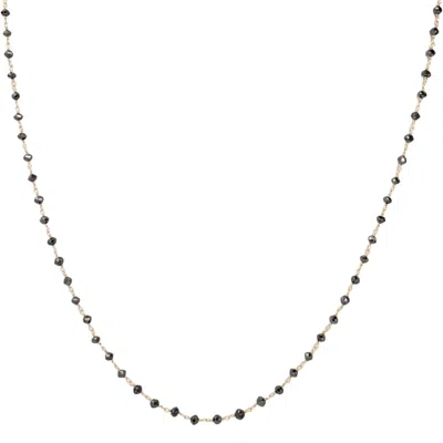 Rahul's Jewels Women's Black / Gold 18" Genuine Black Diamond Rosary Necklace In 14 Karat Yellow Gold - 6.00 Carat  In Multi