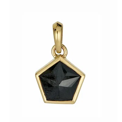 Rahul's Jewels Women's Black / Gold 2.31 Carat Genuine Black Diamond Pentagon Shaped Solstice Pendant In 14 Karat Y In Multi