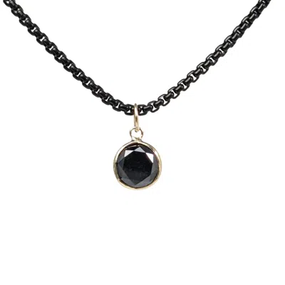 Rahul's Jewels Women's Black / Gold 2.43 Carat Black Diamond Round Charm In 14 Karat Yellow Gold In Multi