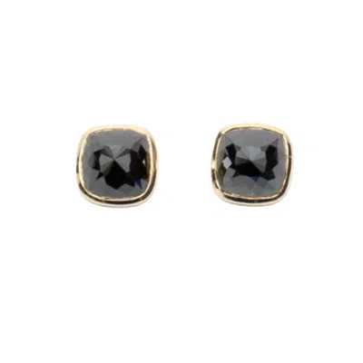 Rahul's Jewels Women's Black / Gold Sanctum Haven Earrings -14 Karat Gold With Genuine Black Diamond In Multi