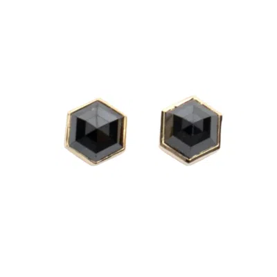 Rahul's Jewels Women's Black / Gold Sanctum Hexa Earrings -14 Karat Gold With Genuine Black Diamond In Multi