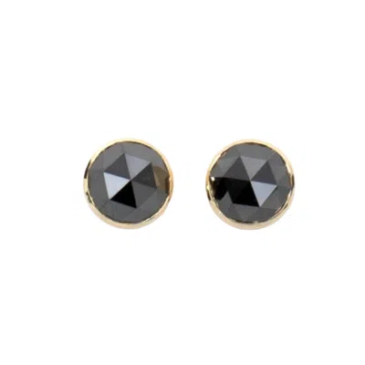Rahul's Jewels Women's Black / Gold Sanctum Orb Earrings - 14 Karat Gold With Genuine Black Diamond, Large In Multi