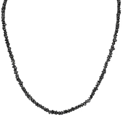 Rahul's Jewels Women's Black / Silver 16"-19" Adjustable Length Genuine Black Diamond Rough Strand Necklace - 45.00 In Multi