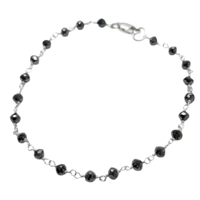 Rahul's Jewels Women's Black / White 6.75" Genuine Black Diamond Rosary Bracelet - 5.03 Carat Diamond Weight In Multi