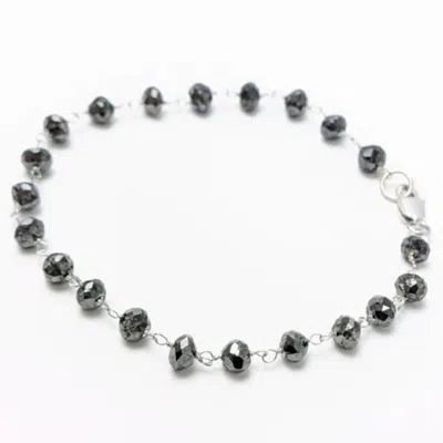 Rahul's Jewels Women's Black / White 7" Genuine Black Diamond Rosary Bracelet - 8.98 Carat Diamond Weight