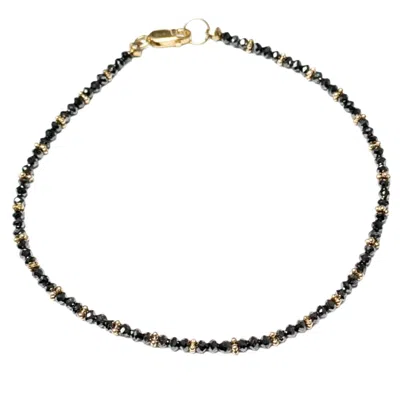 Rahul's Jewels Women's Black / White 7.5" Genuine Black Diamond Rosary Bracelet - 7.00 Carat Diamond Weight In Multi