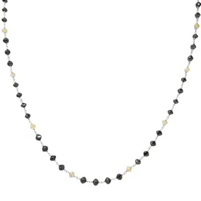 Rahul's Jewels Women's Black / Yellow / White 16" Genuine Black And Yellow Diamond Rosary Necklace - 7.00 Carat Dia In Multi