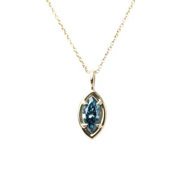 Rahul's Jewels Women's Blue / Gold 0.95 Carat Genuine Blue Diamond Marquise Solstice Pendant In 14 Karat Yellow Gol In Multi