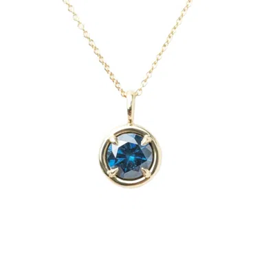 Rahul's Jewels Women's Blue / Gold 1.02 Carat Genuine Blue Diamond Round Solstice Pendant In 14 Karat Yellow Gold In Multi