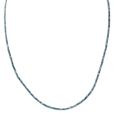 Rahul's Jewels Women's Blue / Silver 16"-18" Adjustable Length Genuine Blue Diamond Tube Necklace