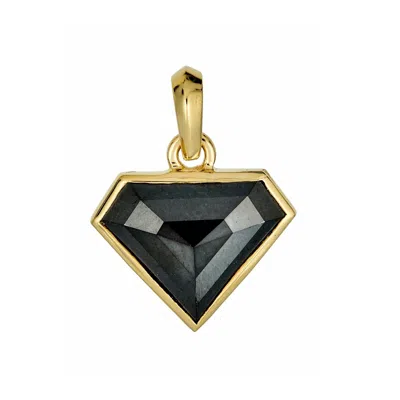 Rahul's Jewels Women's Gold / Black 2.17 Carat Genuine Black Diamond Shield Shaped Solstice Pendant In 14 Karat Yel In Multi