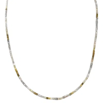 Rahul's Jewels Women's Grey / Brown / Yellow 16"-18" Adjustable Length Genuine Multicolor Diamond Tube Necklace, 22