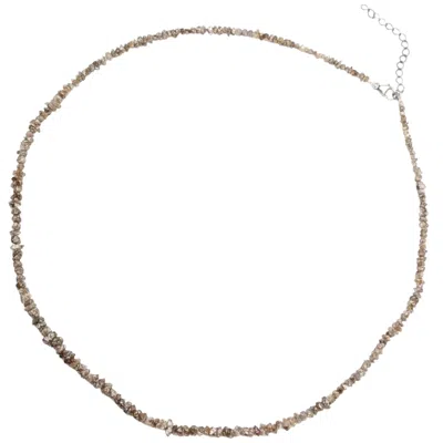 Rahul's Jewels Women's Grey / Silver 16"-18" Adjustable Length Genuine Grey Diamond Rough Strand Necklace - 18.00 C In Gray