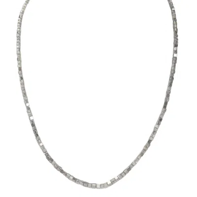 Rahul's Jewels Women's Silver / Grey 16"-18" Adjustable Length Genuine Light Grey Diamond Cube Necklace In Silver/grey