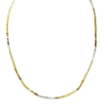 Rahul's Jewels Women's Yellow / Grey / Brown 16"-18" Adjustable Length Genuine Multicolor Diamond Cube Necklace