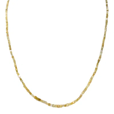 Rahul's Jewels Women's Yellow / Silver 16"-18" Adjustable Length Genuine Yellow Diamond Cube Necklace In Gold