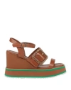Rahya Grey Woman Sandals Tan Size 7 Leather In Brown