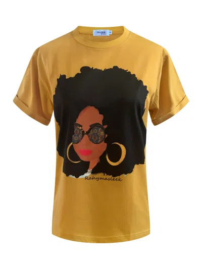 Rahyma Women's Gold Asante Afro T-shirt In Black