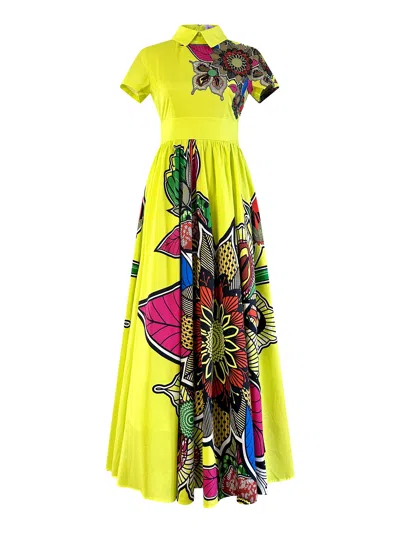 Rahyma Women's Green Floral Bold Print Vintage Maxi Dress