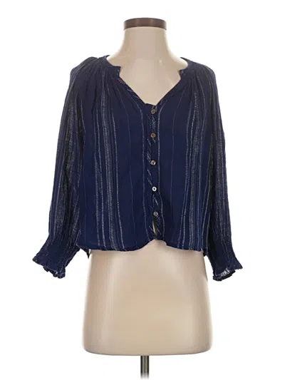 Pre-owned Rails 3/4 Sleeve Blouse In Blue