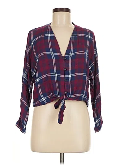 Pre-owned Rails 3/4 Sleeve Blouse In Burgundy