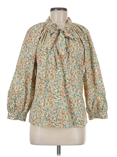 Pre-owned Rails 3/4 Sleeve Blouse In Green