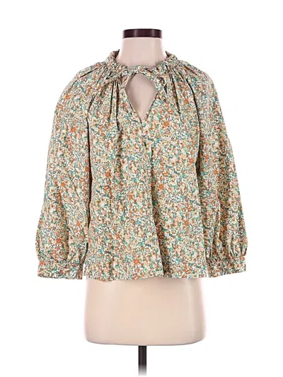 Pre-owned Rails 3/4 Sleeve Blouse In Green
