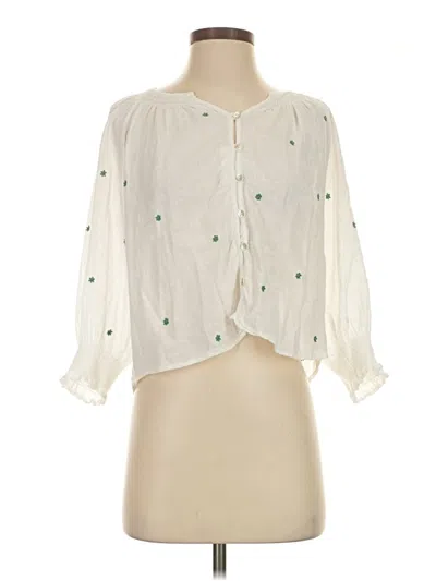 Pre-owned Rails 3/4 Sleeve Blouse In Ivory