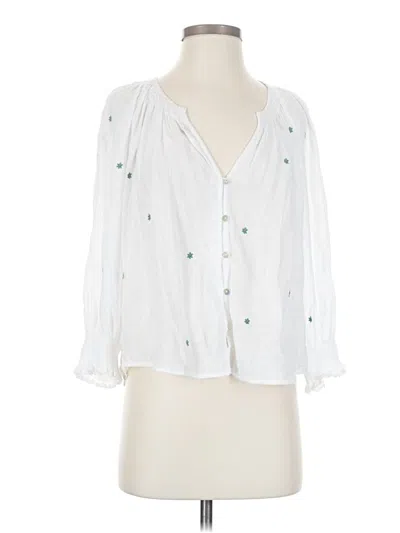 Pre-owned Rails 3/4 Sleeve Blouse In White