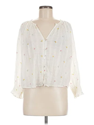 Pre-owned Rails 3/4 Sleeve Blouse In White