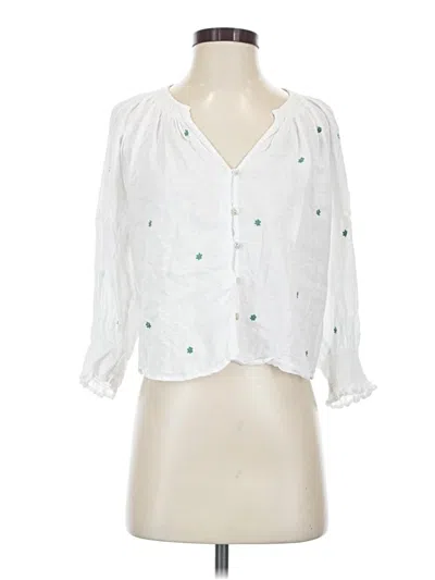 Pre-owned Rails 3/4 Sleeve Blouse In White