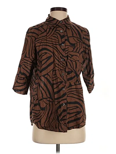 Pre-owned Rails 3/4 Sleeve Button Down Shirt In Brown