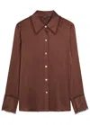 Rails Abbey Fringe-trimmed Silk Shirt In Brown
