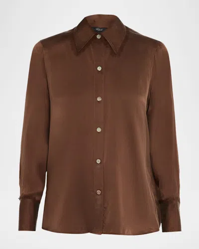 Rails Abbey Long-sleeve Silk Shirt In Brown