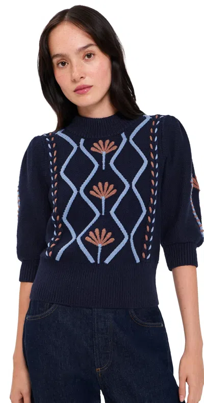 Rails Addy Floral Pullover Floral Cables