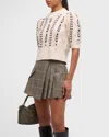 Rails Addy Textured Elbow Sleeve Sweater In Oatmeal Navy Cables
