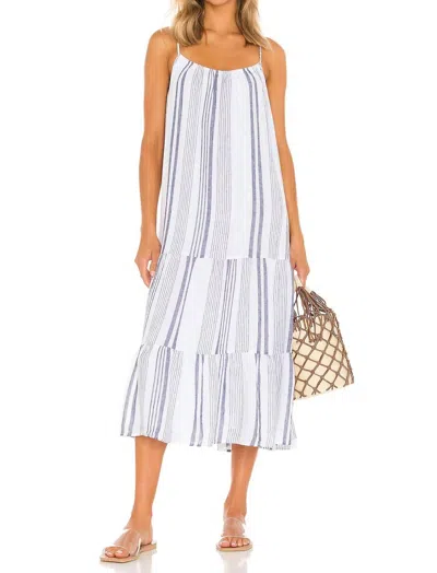 Rails Adora Ruffled Midi Dress In Dresden Stripe In Multi