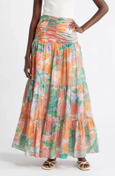Rails Agatha Floral Tiered Cotton Maxi Skirt In Tropics