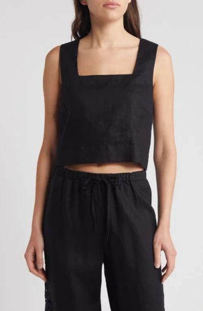 Rails Akira Linen Crop Tank Top In Black